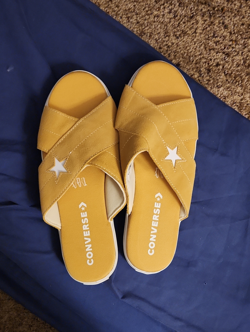 Converse Yellow Crisscross Star Slide Wedges